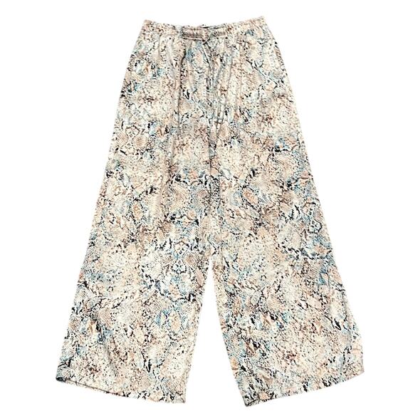 AFRM High Waist Snake Skin Print Pull-on Satin Wide Leg Pants Size M - Picture 1 of 9